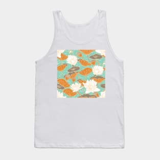 Lotus Flower Orange and Green Tank Top